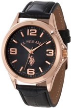 U.S. Polo Assn. Classic USC50077 Black Strap with Rosegold-Tone Case