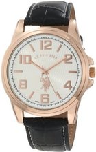 U.S. Polo Assn. Classic USC50078 Black Strap with Rosegold-Tone Case