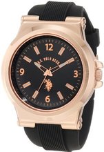 U.S. Polo Assn. Sport USC90006 Rose Gold-Tone and Black Silicone Strap