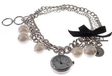 Louifrey Quartz String of Charm Pearl Look Ladies Bracelet