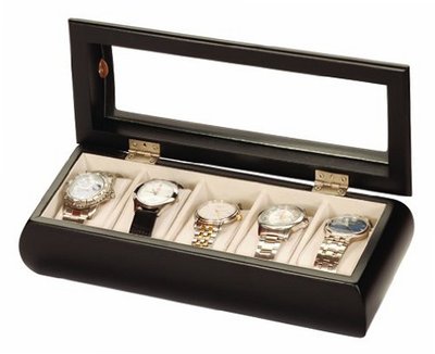 Luxury 5 Black Glass Top Display Box Case New