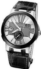 Ulysse Nardin Executive Dual Time Silver Dial Black Leather Automatic 243-00-421