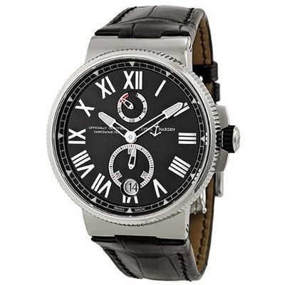 Ulysse Nardin Marine Chronometer Automatic Black Dial Black Leather 1183-122-42