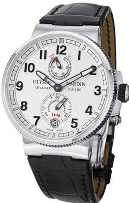 Ulysse Nardin Marine Chronometer Manufacture Black Leather Strap Automatic Power Reserve 1183-126/61