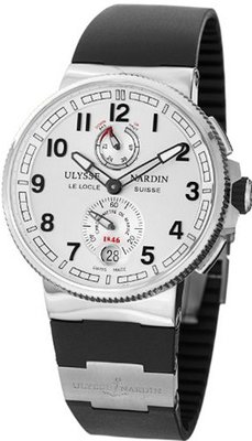 Ulysse Nardin Marine Chronometer Manufacture Black Rubber Strap Automatic Power Reserve 1183-126-3/61