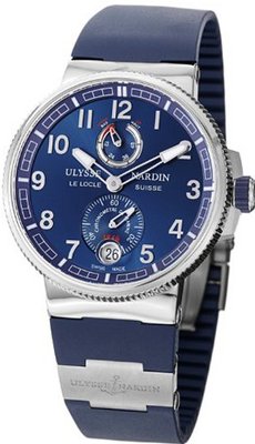 Ulysse Nardin Marine Chronometer Manufacture Blue Rubber Strap Automatic Power Reserve 1183-126-3/63