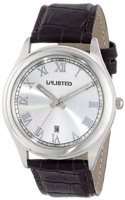 UNLISTED WATCHES UL1010 City Streets Silver Round Roman Numeral Brown Strap