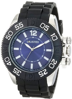 UNLISTED WATCHES UL1185 City Streets Silver Case Dial Blue Bezel Black Strap