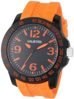 UNLISTED WATCHES UL1241 City Streets Round Black Case Dial Orange Details and Strap