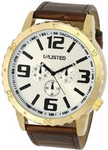 UNLISTED WATCHES UL1245 City Streets Round Gold Case White Dial Brown Strap