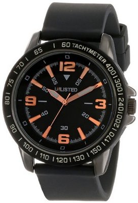 UNLISTED WATCHES UL1248 City Streets Grey Ion-Plated Case Black Dial Strap Orange Details
