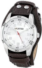 UNLISTED WATCHES UL1255 City Streets Silver Case and Dial Brown Biker Strap