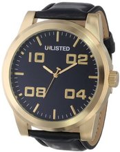 UNLISTED WATCHES UL1261 City Streets Round Yellow Gold Case Black Dial Strap