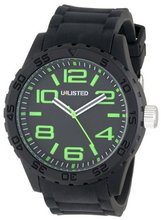 UNLISTED WATCHES UL1279 City Streets Triple Black Dial Green Details Link Bracelet