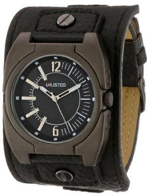 UNLISTED WATCHES UL5016KCP City Streets Grey Ion-Plated Case Black Dial Black Biker Strap