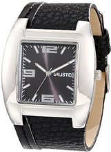 UNLISTED WATCHES UL5124 City Streets Silver Tonneau Black Dial Black Strap