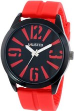UNLISTED WATCHES UL5157KCP City Streets Round Analog Black Dial Red Details and Strap