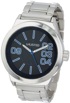 uUnlisted Watches UNLISTED WATCHES UL1254 City Streets Silver Case Bracelet Black Dial 