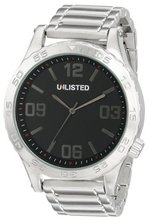 uUnlisted Watches UNLISTED WATCHES UL1267 City Streets Round Silver Case Black Link Bracelet 