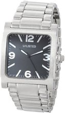 uUnlisted Watches UNLISTED WATCHES UL5135 City Streets Silver Rectangle Case Black Dial Silver Bracelet 