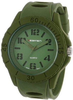 USMC Regimen RW1002 Classic Analog Stencil Dial with Green Case and Green Silicone Strap