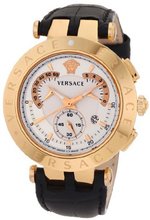 Versace 23C80D002 S009 V-Race Chrono Rose-Gold Plated Interchangeable-Rings Genuine Leather