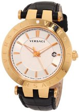 Versace 23Q80D002 S009 V-Race 3 Hands Rose-Gold Plated 3-Interchangeable Rings Leather