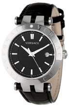 Versace 23Q99D008 S009 V-Race 3 Hands Black Dial Leather 3-Interchangeable Rings