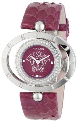 Versace 91Q91FD702 S702 Violet Dial Snake Leather Rotating Bezel Diamond