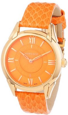 Versace VFF060013 Dafne Rose Gold Ion-Plated Stainless Steel Orange Leather Strap