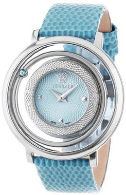 Versace VFH020013 Venus Round Stainless Steel Ice Blue Genuine Topaz Quartz