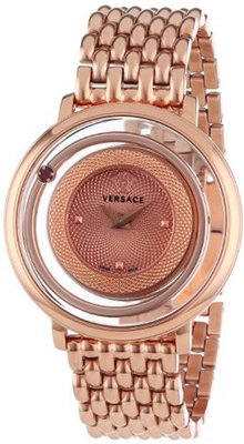 Versace VFH050013 Venus Round Stainless Steel Red Genuine Topaz Quartz