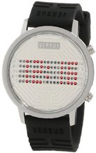 Versus by Versace 3C71100000 Hollywood Digital Silver Dial with Crystals Black Rubber