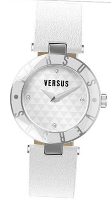Versus by Versace 3C71400000 Logo White Dial with Crystals Genuine Leather