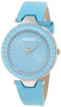 Versus by Versace 3C72000000 Sertie Turquoise Dial Textured Glass Bezel Genuine Leather