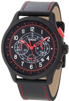 Versus by Versace 3C73400000 Soho Black IP Coated Steel Black Dial Chronograph Leather