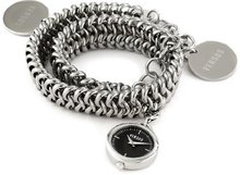 Versus by Versace 3C73600000 Soft Double-Tour Stainless Steel Black Dial Charm Bracelet