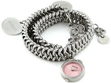 Versus by Versace 3C73800000 Soft Double-Tour Stainless Steel Pink Dial Charm Bracelet