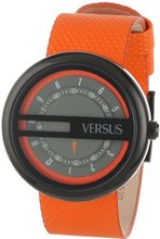 Versus by Versace SGI010013 Osaka Black Ion-Plated Stainless Steel Orange Leather Band