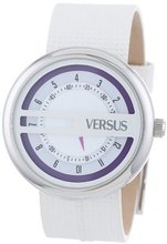 Versus by Versace SGI030013 Osaka Round Stainless Steel White Leather Band