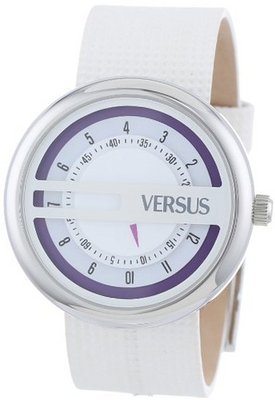Versus by Versace SGI030013 Osaka Round Stainless Steel White Leather Band