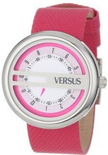Versus by Versace SGI040013 Osaka Round Stainless Steel Pink Leather Band