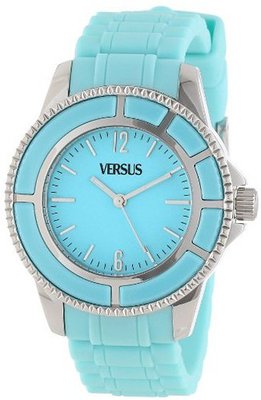 Versus by Versace SH7060013 Tokyo Round Stainless Steel Luminous Hands Tiffany Blue Soft Rubber