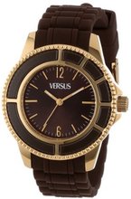 Versus by Versace SH7070013 Tokyo Yellow Gold Ion-Plated Stainless Steel Luminous Hands Brown Soft Rubber