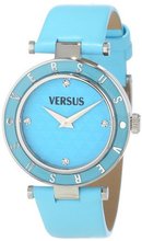 Versus by Versace SP8010013 Logo Round Stainless Steel Aqua Leather Strap
