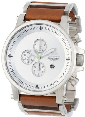 Vestal PLE034 Plexi Acetate Silver Chronograph with Brown Leather