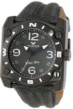 Viceroy 432119-55 "Rebel" Black Ion-Plated Stainless Steel and Leather Square