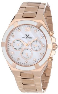 Viceroy 47638-95 Femme Rose Gold Ion-Plated Stainless Steel Crystals Dual Time