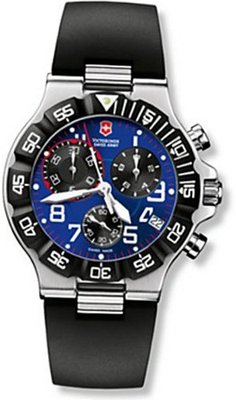 Stainless Steel Victorinox Summit XLT Chronograph Blue Dial Black Rubber Strap