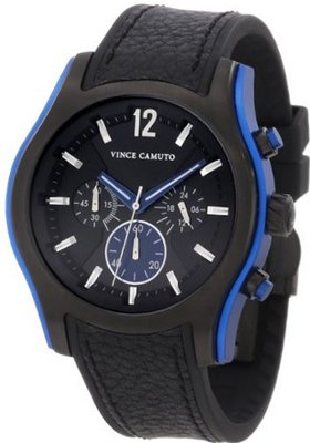 Vince Camuto VC/1008BLBK The Cruiser Black Ion-Plated Blue Aluminum Accented Chronograph